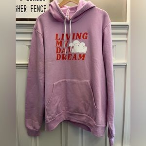 Pink hooded sweatshirt. “Living My Daydream”. Size XL. Bella and Canvas.